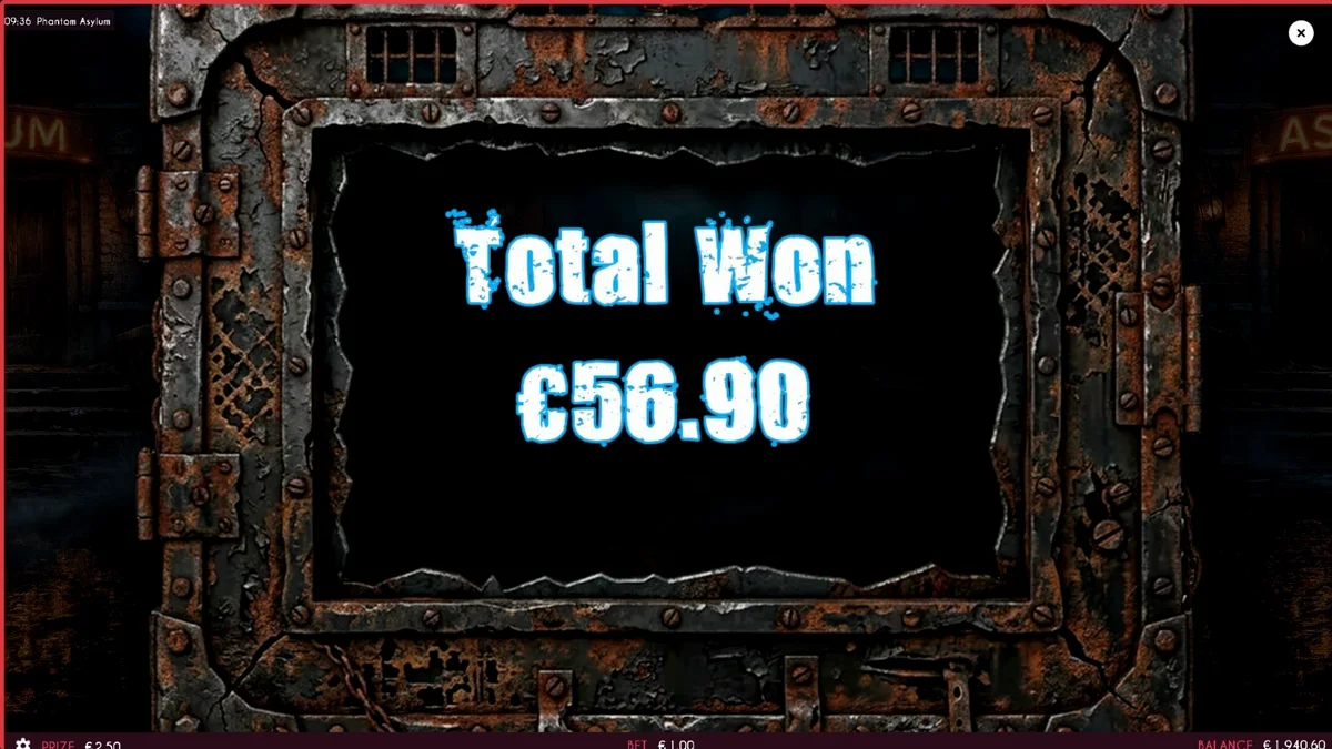 Tampilan visual slot Phantom Asylum dengan tema rumah sakit jiwa yang mencekam